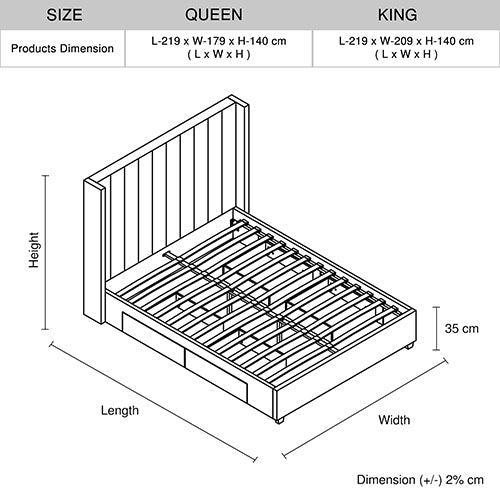 Rieti King Storage Bed Frame, Beige