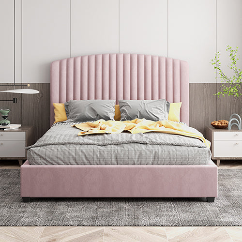 Orvieto Pink King Single bed frame in a modern bedroom
