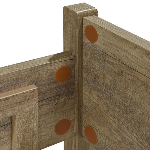 Cielo oak MDF bed frame from foot end showing full proportions — Allure Home Collections