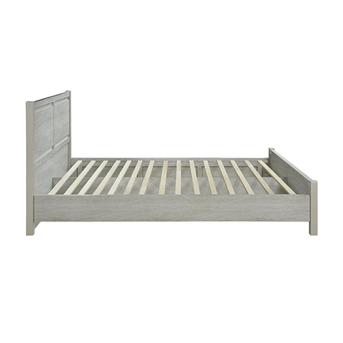 Cielo queen oak bed frame headboard close-up showing MDF finish — Allure Home Collections