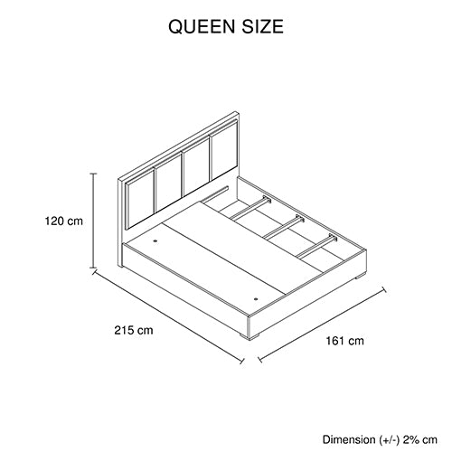 Cerveteri Queen Bed Frame, Cement