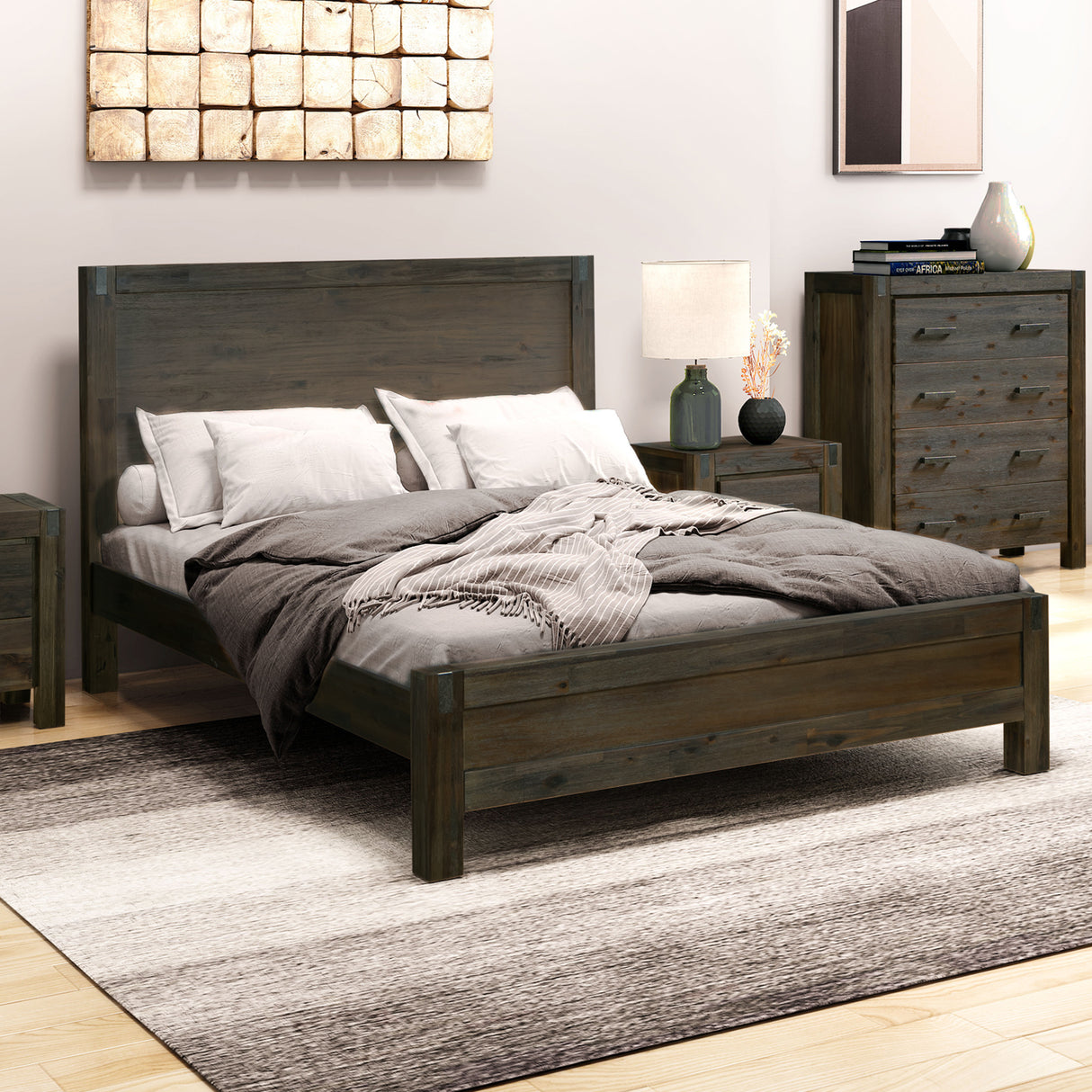 Ostia Chocolate King bed frame in a modern bedroom