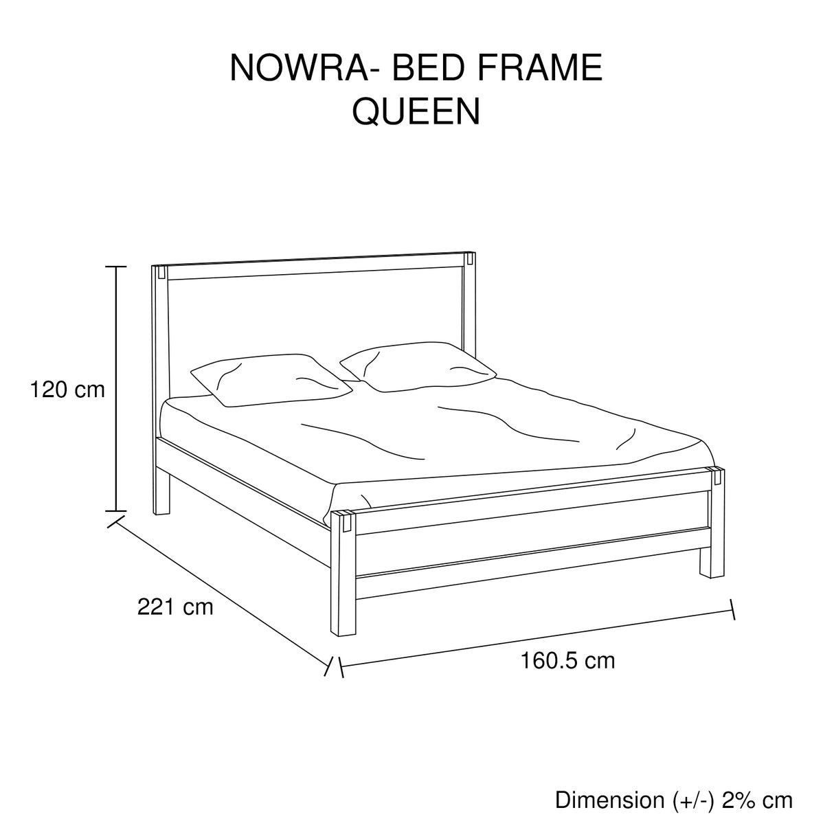 Nowra queen bed frame flat pack packaging detail — Allure Home Collections