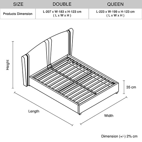 Tarquinia Queen Gas Lift Bed Frame, Black