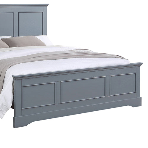 Spencer grey pine bed frame styled in bedroom — Allure Home Collections