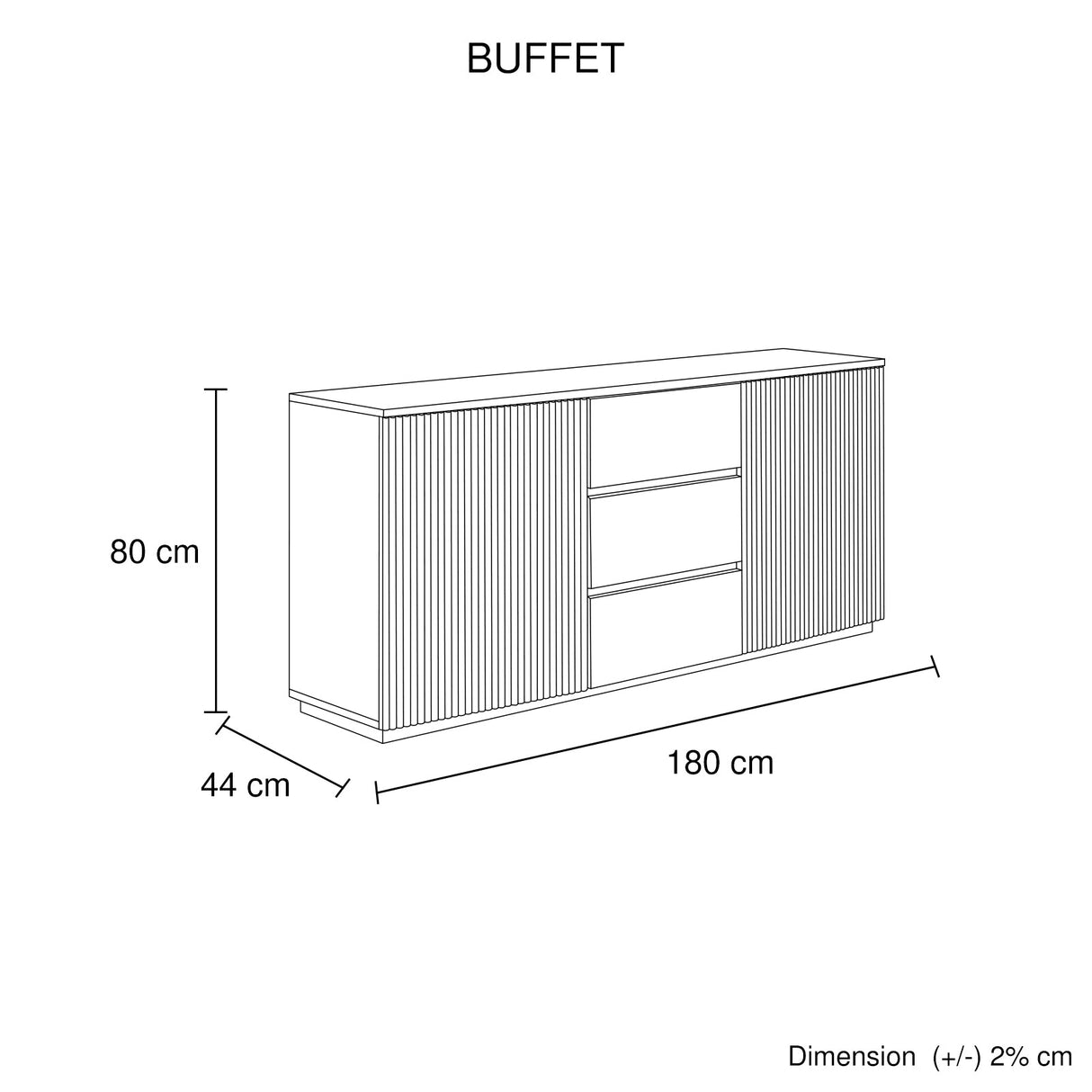 Colignan 2 Door Buffet Sideboard, White