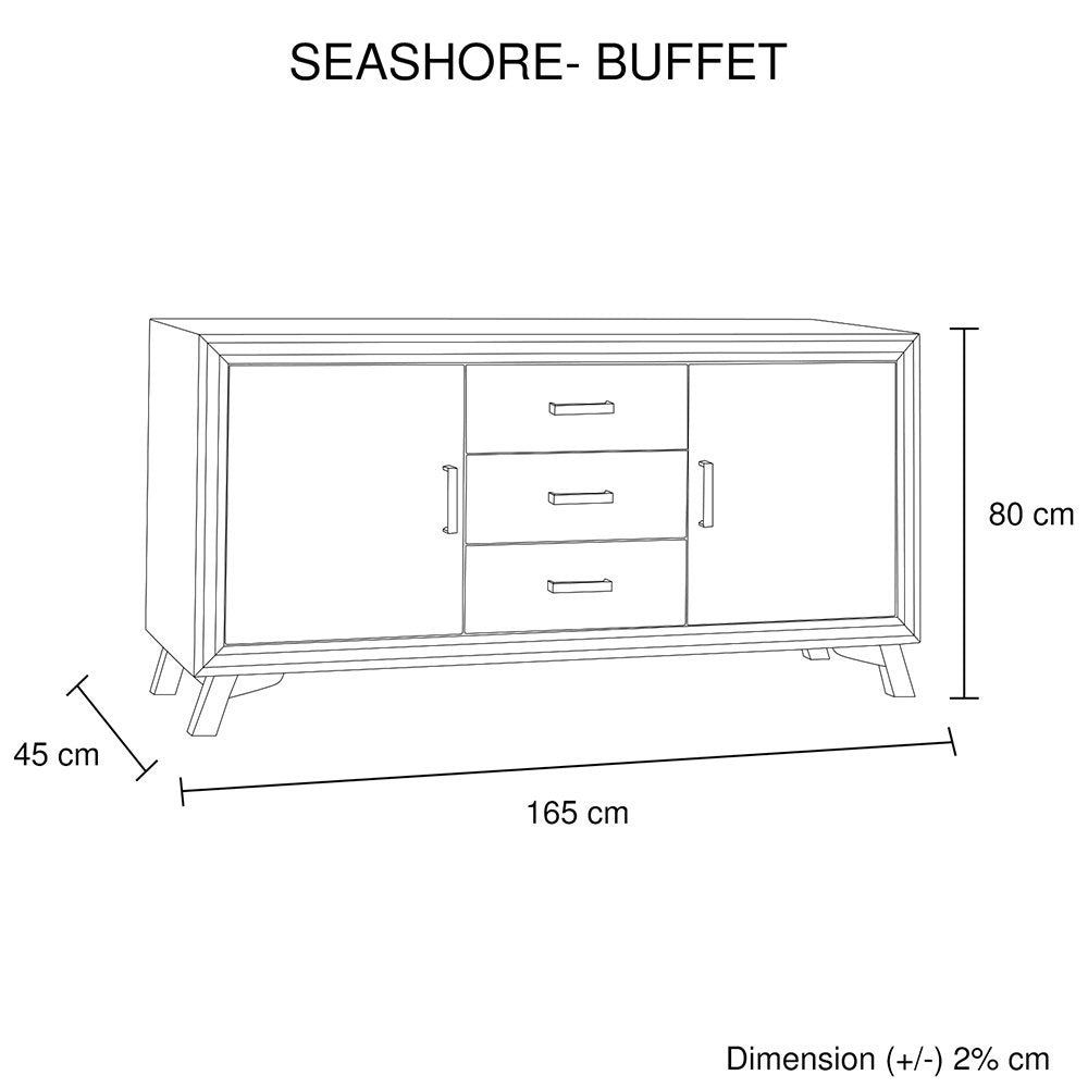 Buronga 3 Drawer Buffet Sideboard, Silver Brush