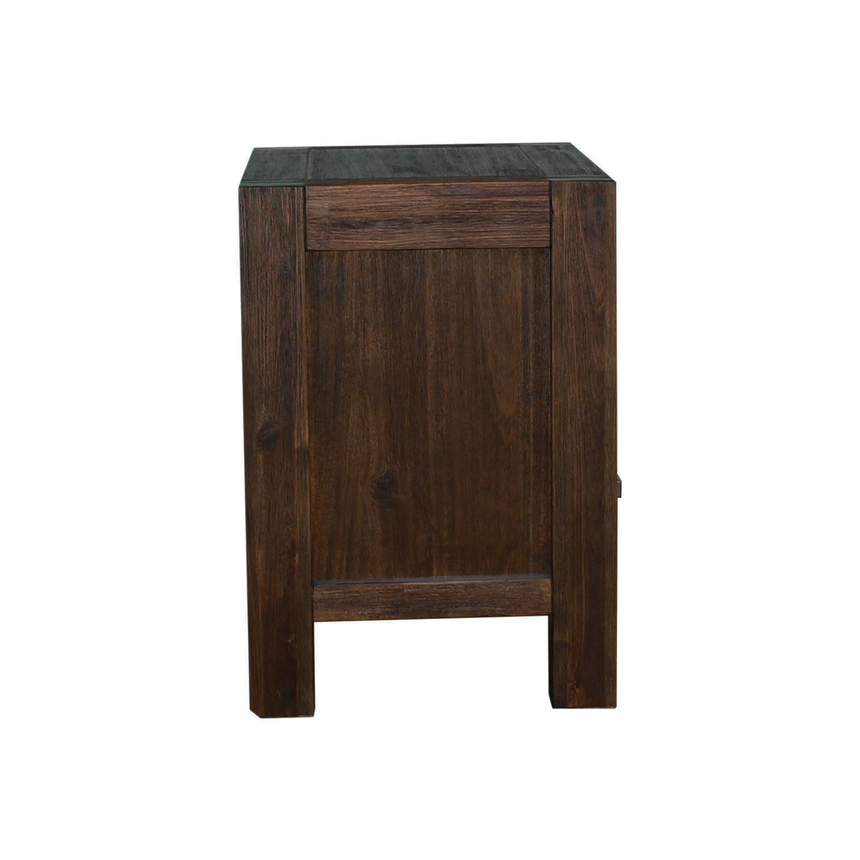 Solid Acacia Bedside Table with 2 Drawers — Metal Wire-Brushed Finish — Allure Home Collections