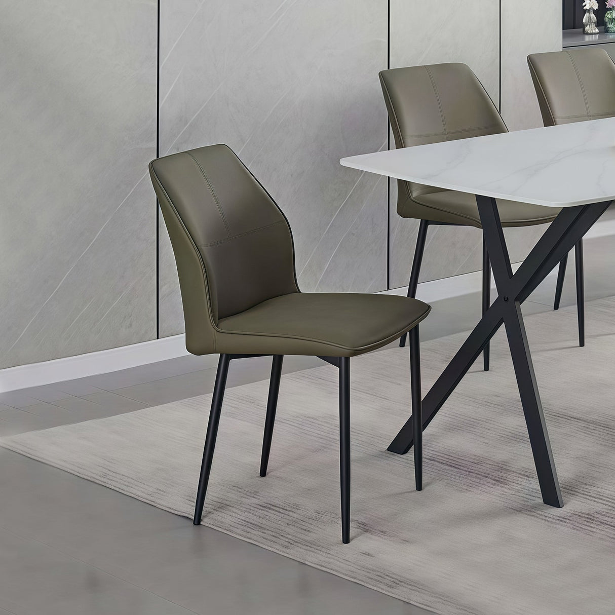 Bethany brown faux leather dining chair in a modern dining room