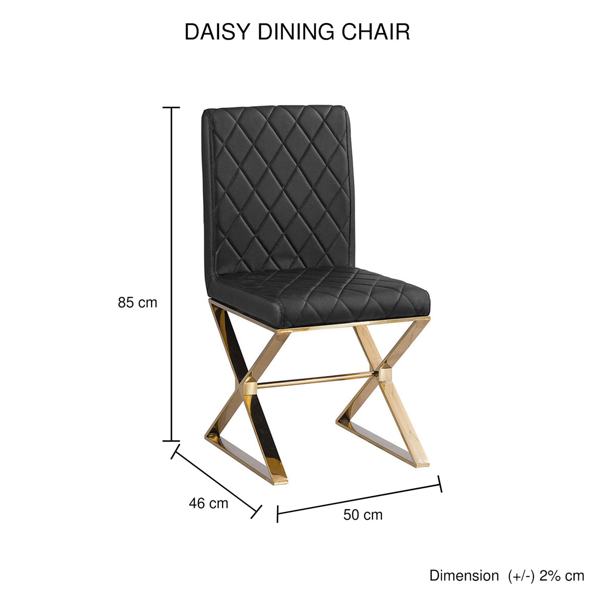 Elegant 2X Dining Chair in Black PU Leather