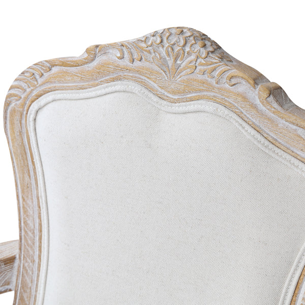 White Washed Oak Wood Dining Armchair Set