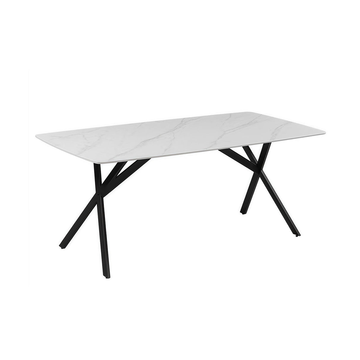 Hoyleton rectangular dining table in white sintered stone