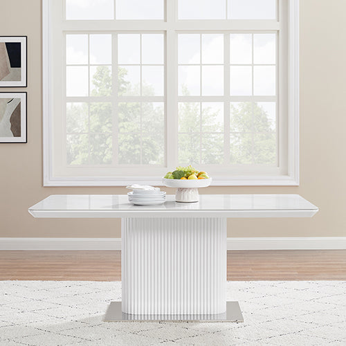 Spalding rectangular dining table in white ceramic