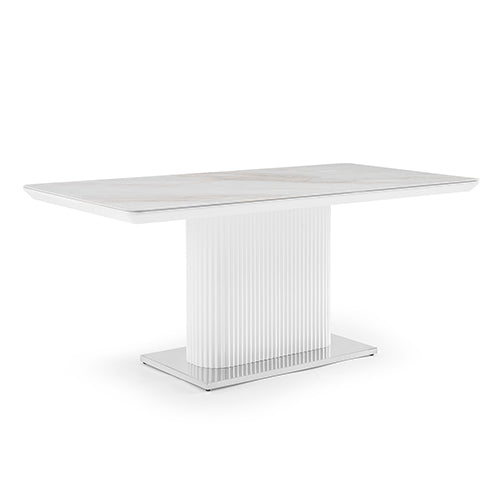 Spalding rectangular dining table in white ceramic