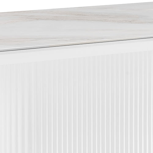 Spalding rectangular dining table in white ceramic