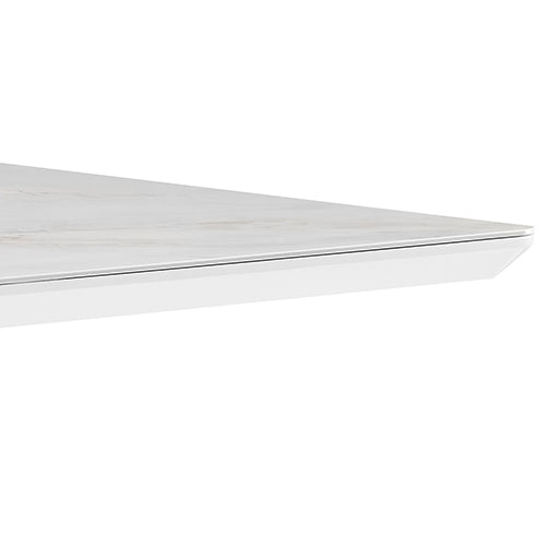 Spalding rectangular dining table in white ceramic