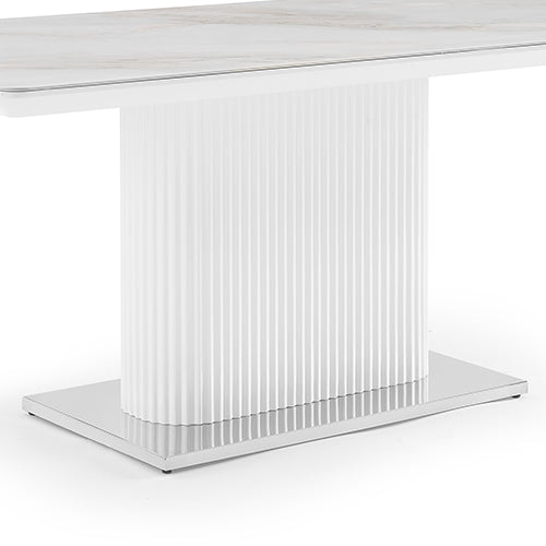Spalding rectangular dining table in white ceramic