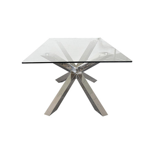 Watervale Rectangular Glass Dining Table, Silver 180cm