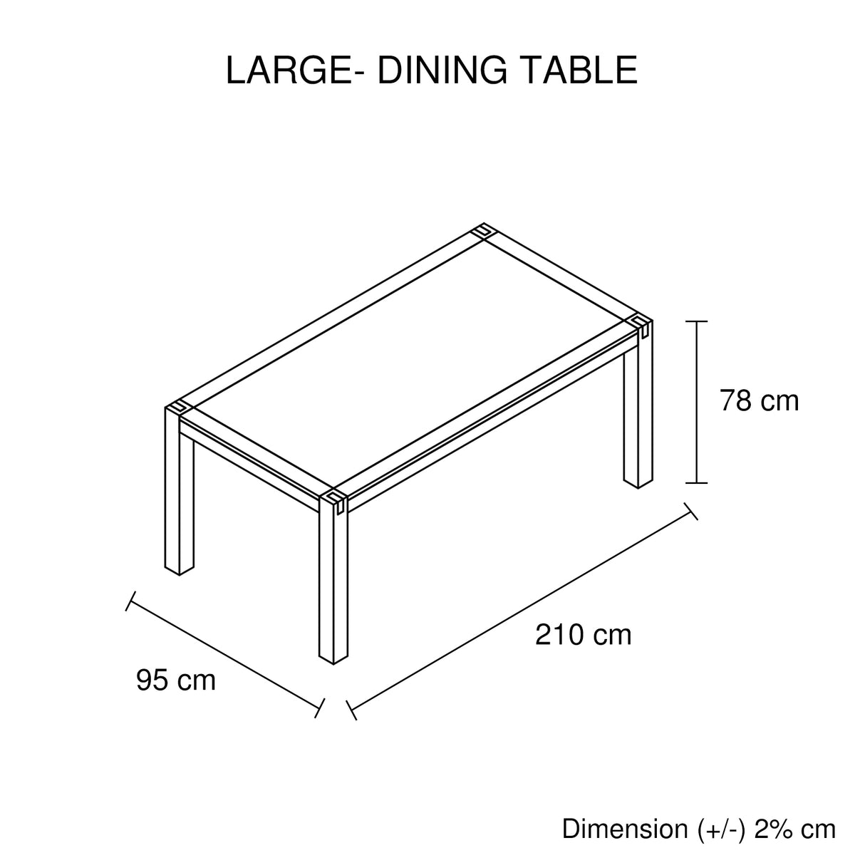 Auburn Rectangular Dining Table, Chocolate 210cm