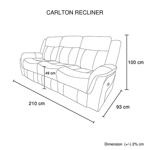 Torrox 3 Seater Recliner Sofa, Grey