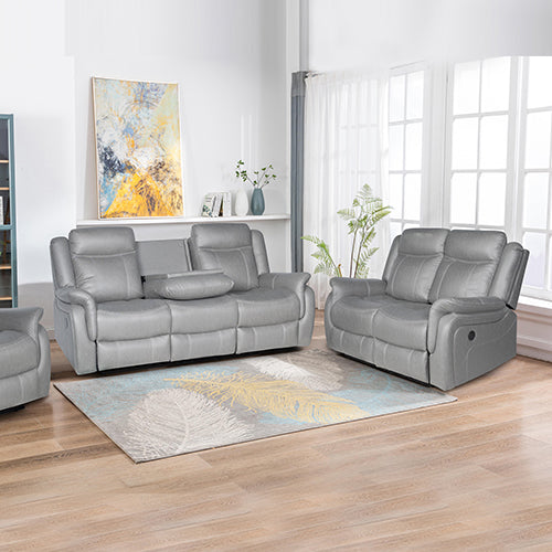 Torrox grey fabric recliner sofa in a modern living room