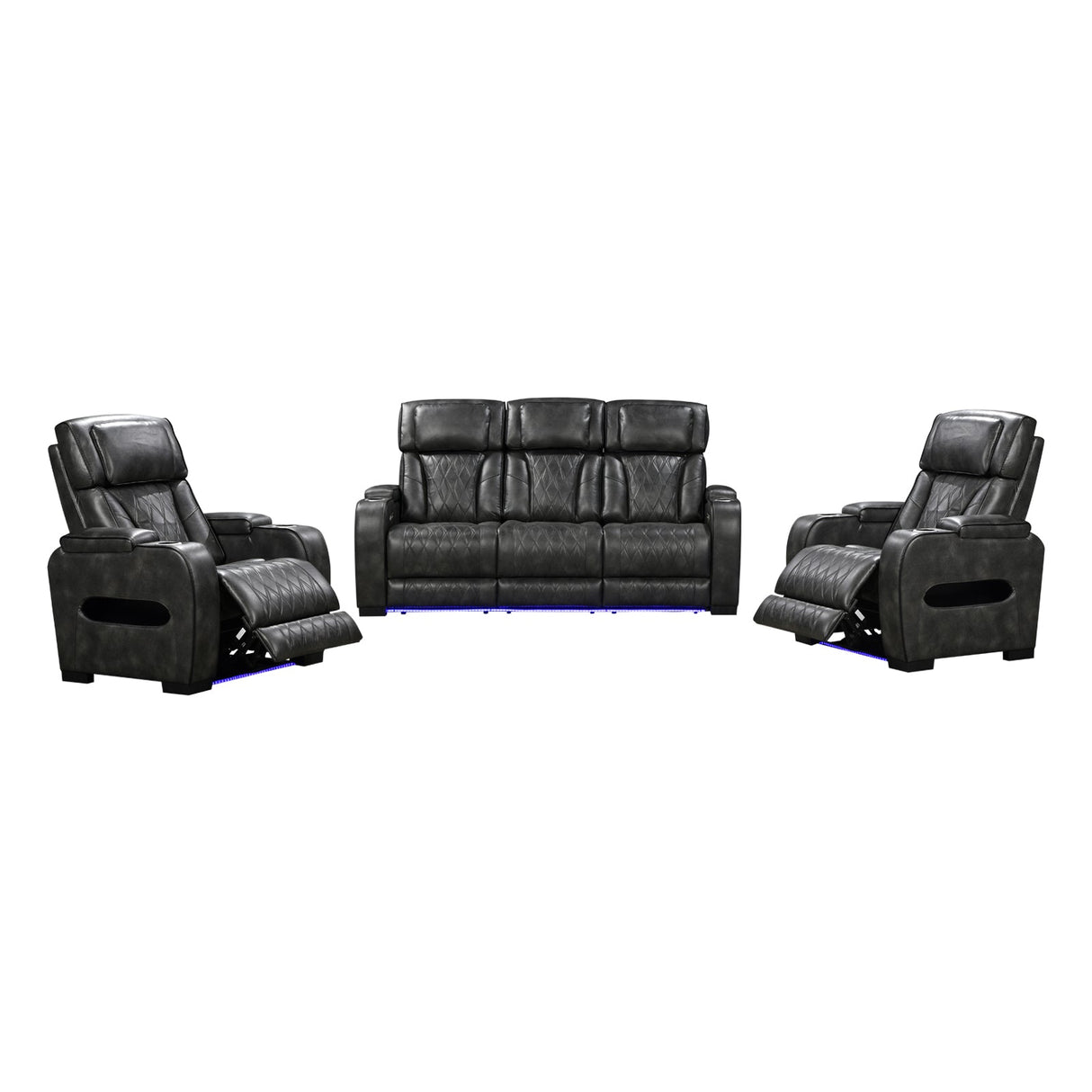 Estepona 3+1+1 Seater Recliner Sofa, Dark Grey
