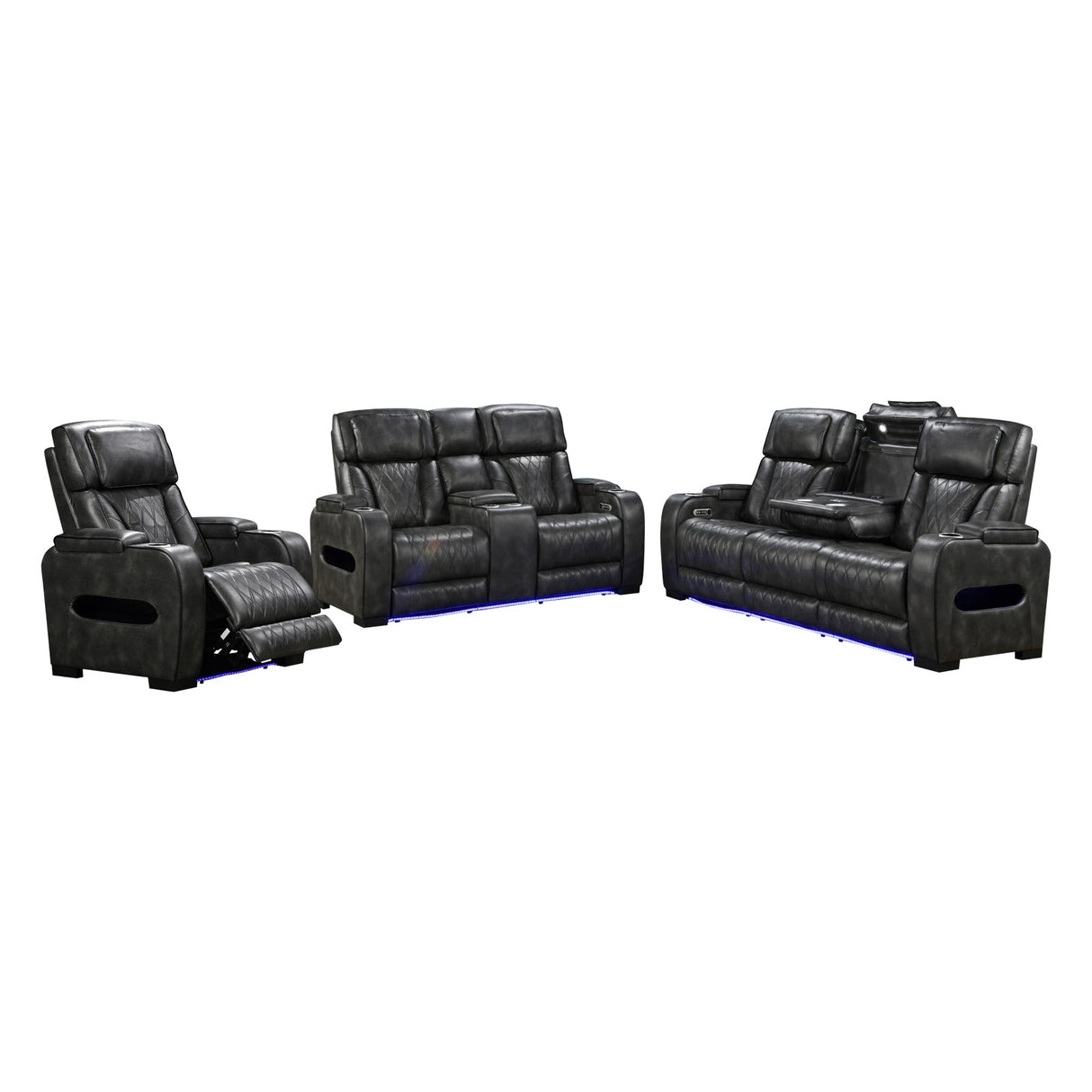 Estepona 3+2+1 Seater Recliner Sofa, Dark Grey