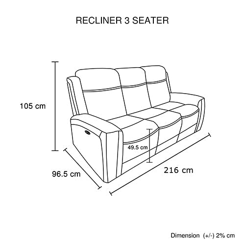 Mijas 3+2+1 Seater Recliner Sofa, Black