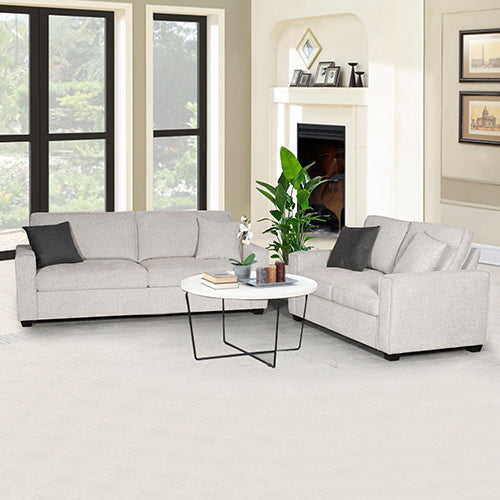 Frigiliana grey fabric sofa in a modern living room