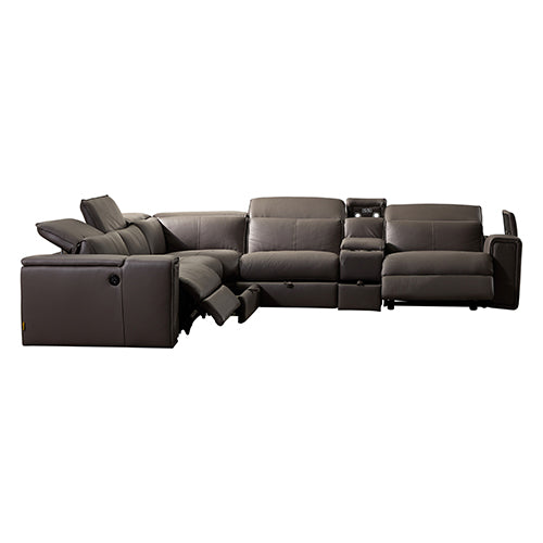 Valldemossa grey leather corner sofa in a modern living room