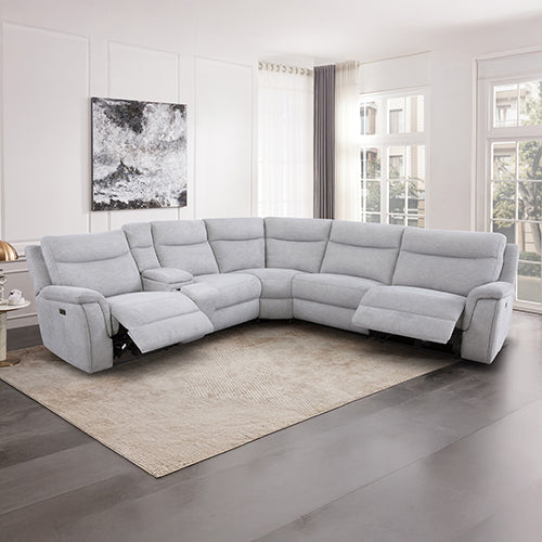 Almunecar grey fabric sectional sofa in a modern living room