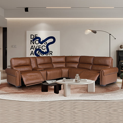 Javea 6 Seater Recliner Sofa, Dark Brown