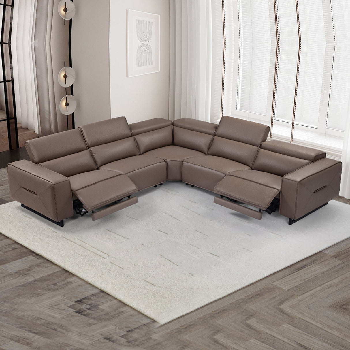 Alcudia leather corner sofa in a modern living room