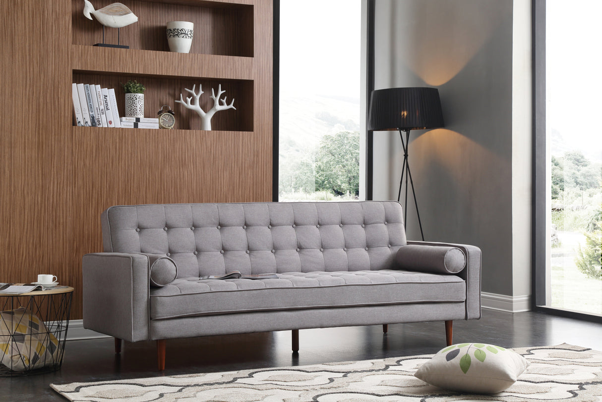 Andratx grey fabric sofa bed in a modern living room