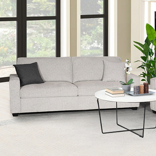 Frigiliana grey fabric sofa in a modern living room