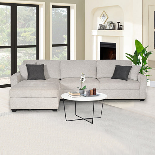 Frigiliana grey fabric corner sofa in a modern living room