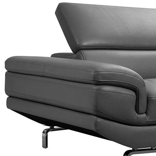 5 Seater Grey Leatherette Corner Sofa