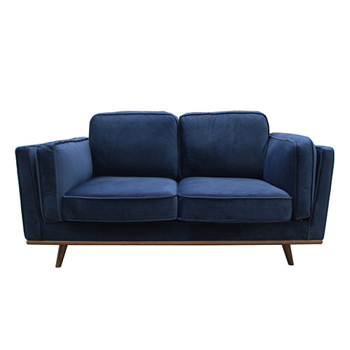 Marbella blue fabric sofa in a modern living room