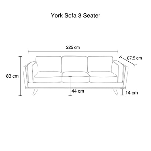 York 3 Seater Soft Blue Velvet Sofa