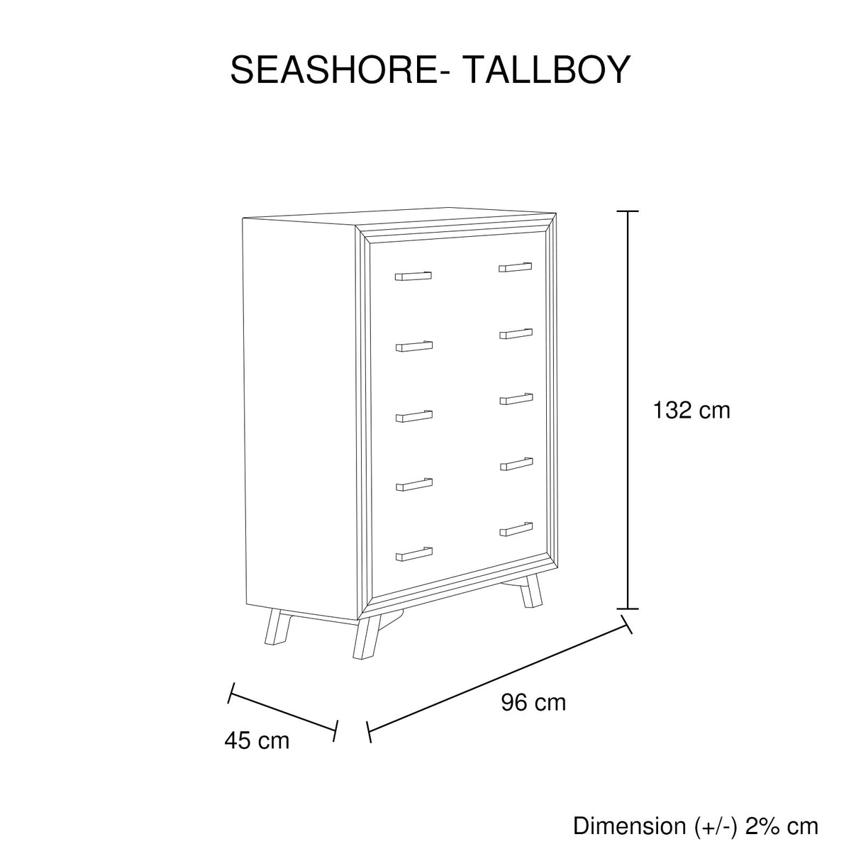 Welby 5 Drawer Tallboy, Silver Brush view 6