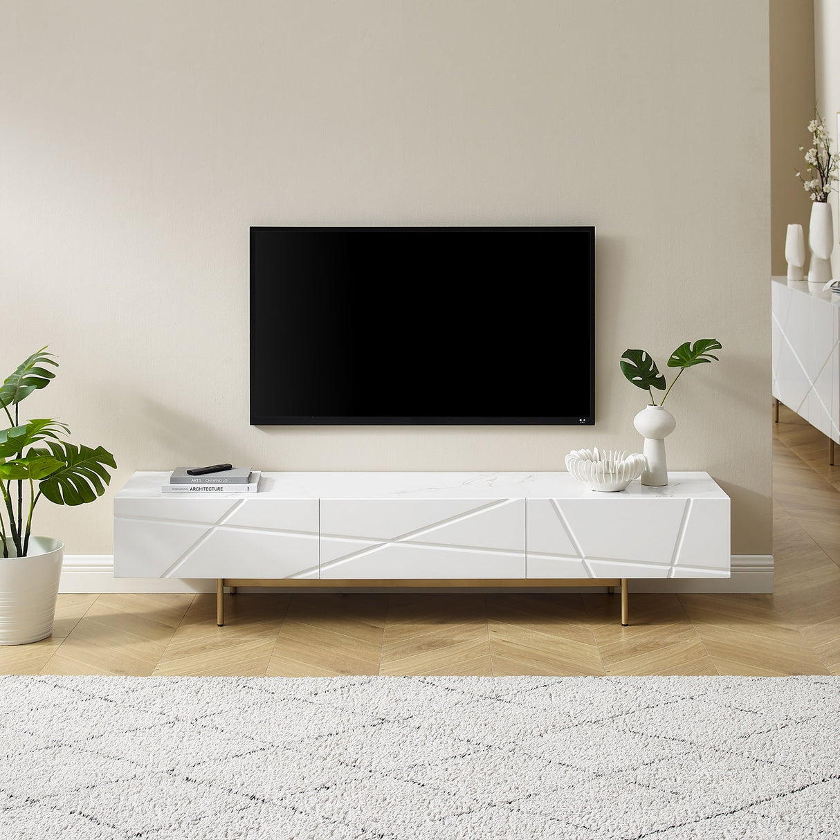 Lebrina 179.5cm TV Cabinet, White Gloss