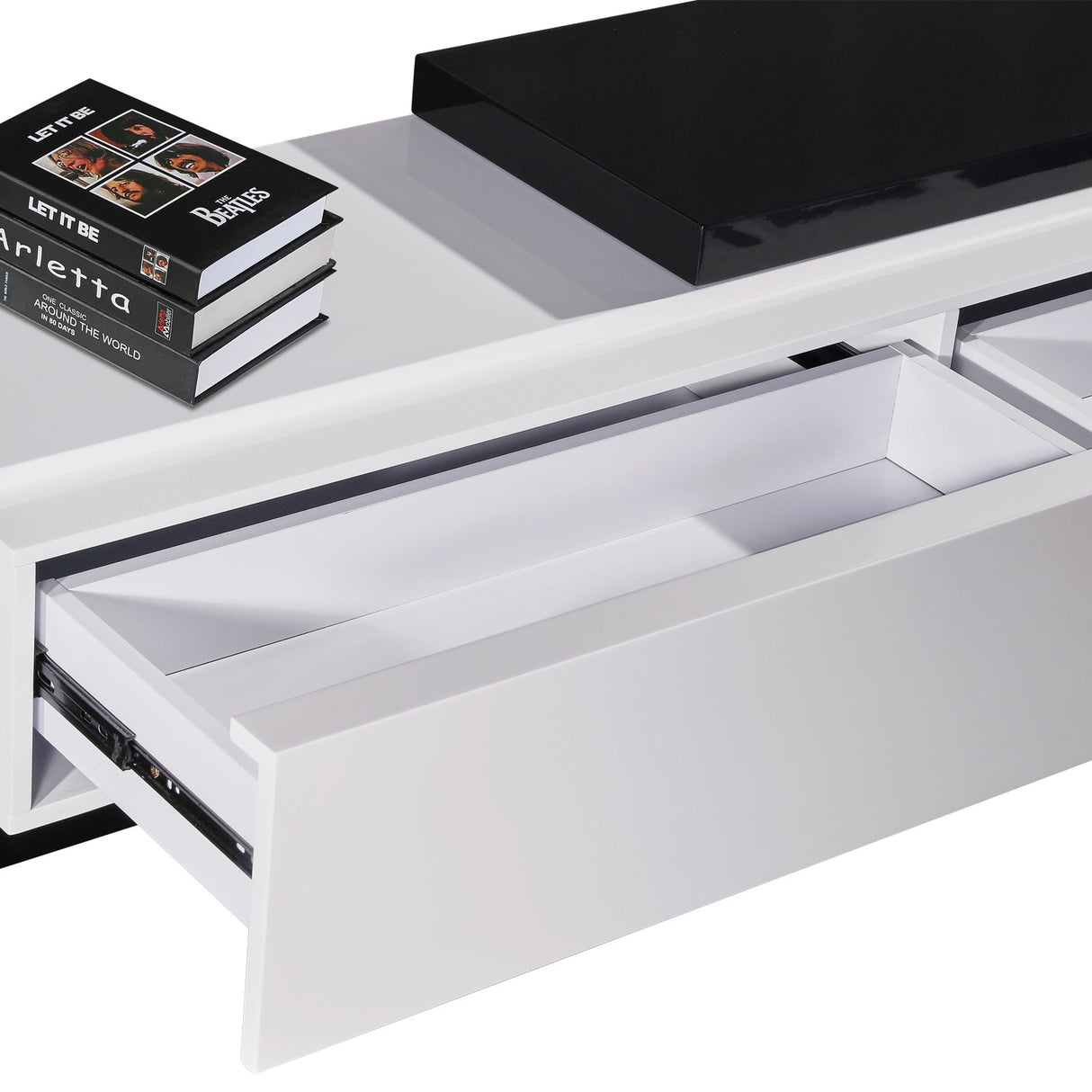 Low Head 220cm TV Cabinet, Black and White