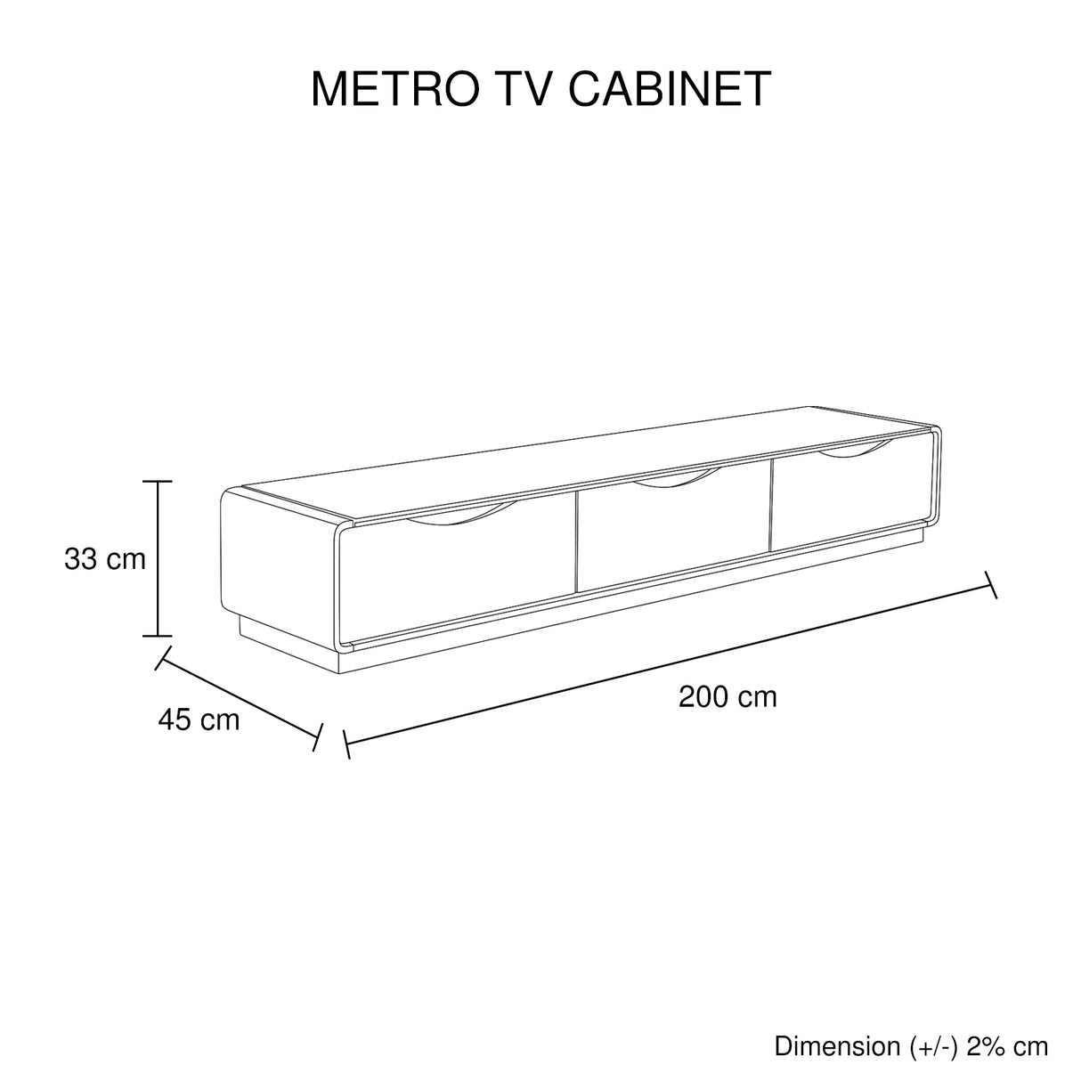 Kelso 200cm TV Cabinet, Black and White