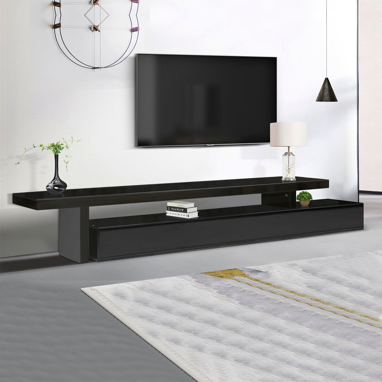 Pipers River 420cm Extendable Entertainment Unit, Black Gloss