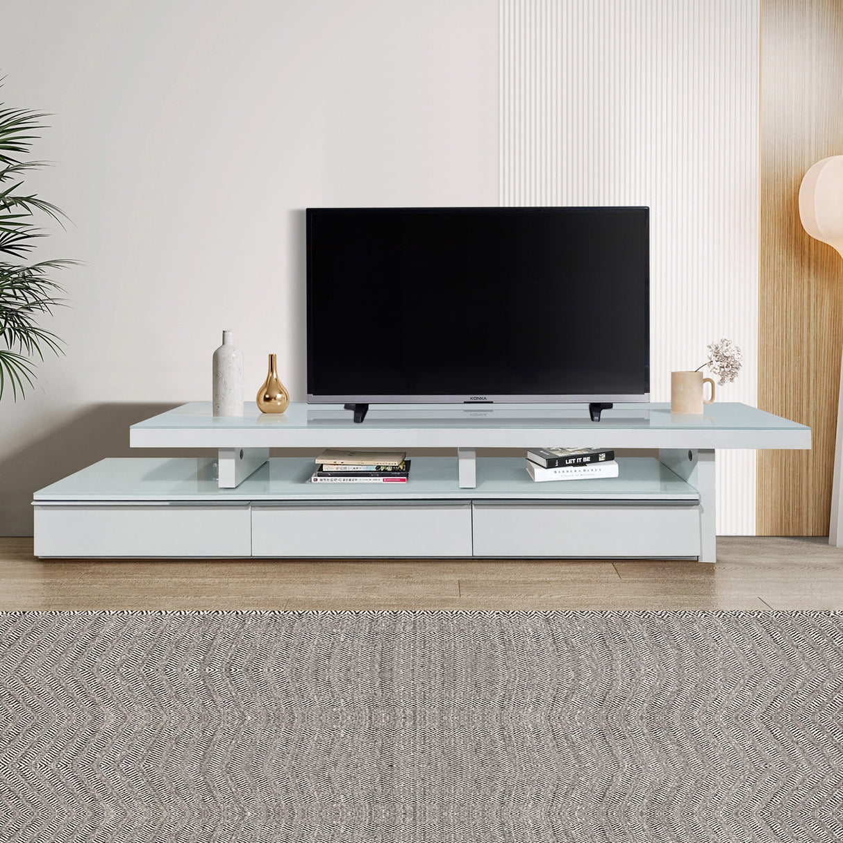 Pipers River 420cm Extendable Entertainment Unit, White Gloss