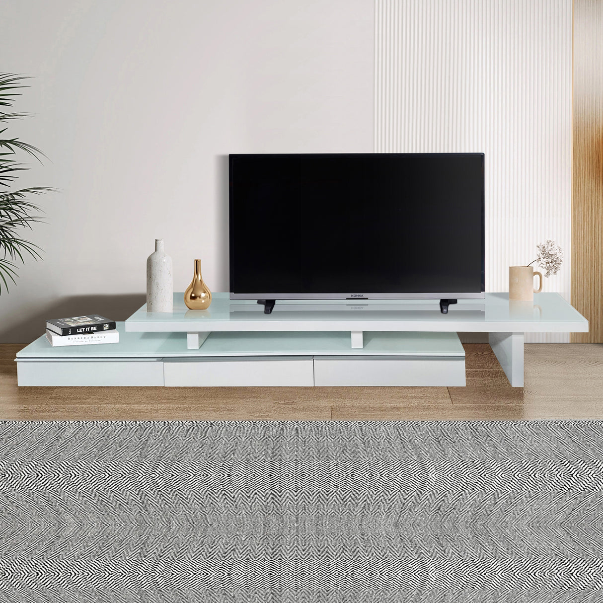 Pipers River 420cm Extendable Entertainment Unit, White Gloss