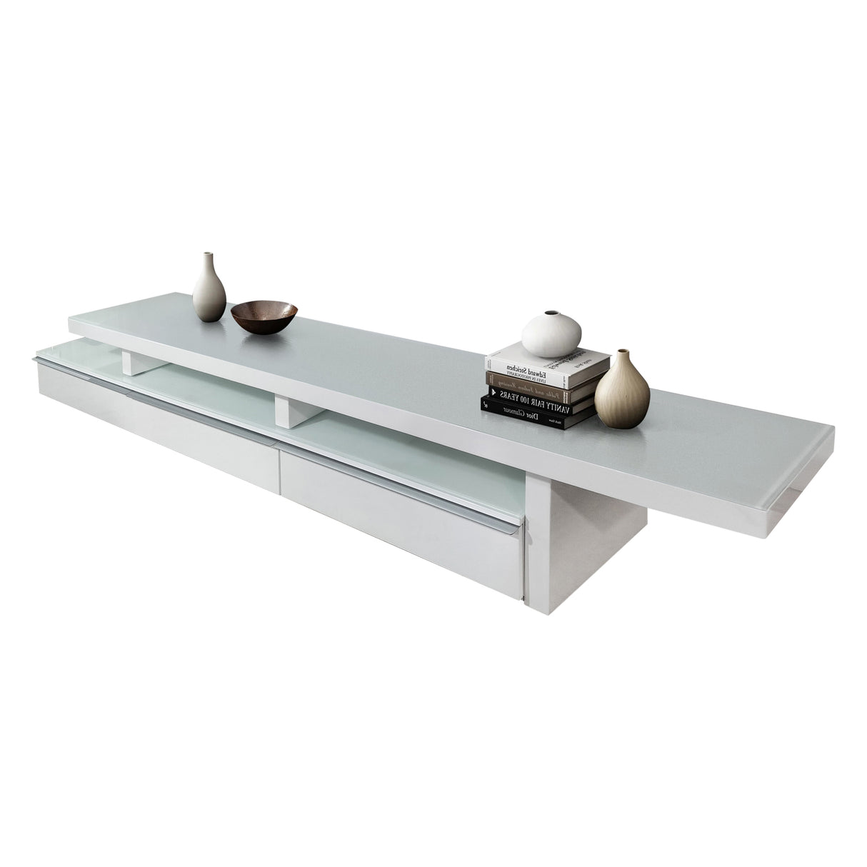 Pipers River 420cm Extendable Entertainment Unit, White Gloss