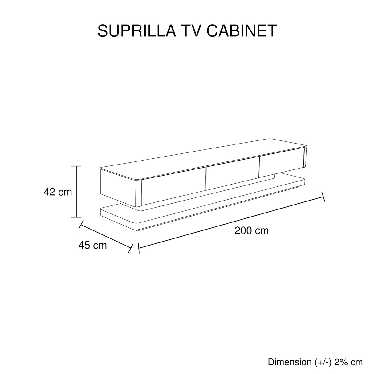 Greens Beach 200cm TV Cabinet, Black Gloss