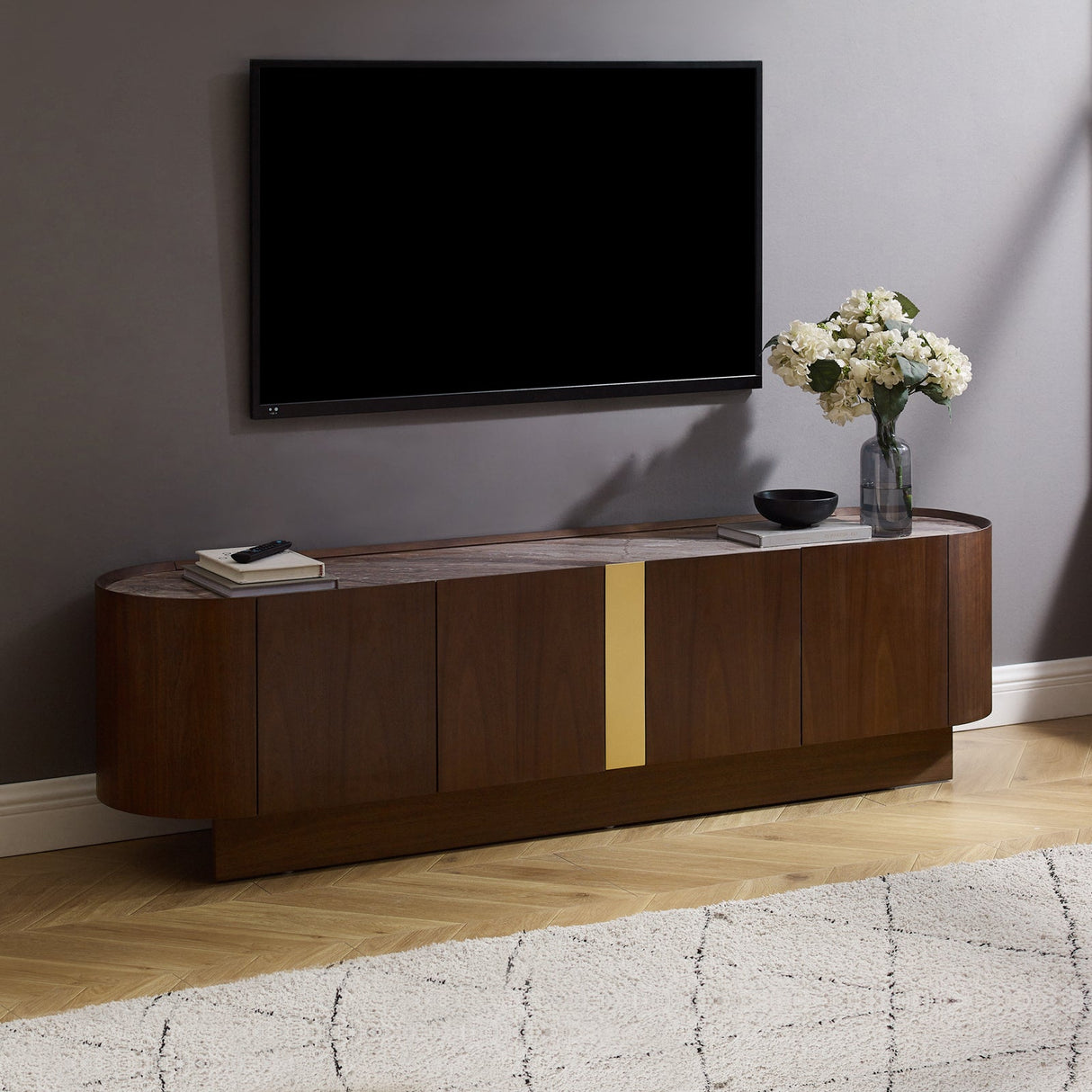 Trevallyn 180cm TV Cabinet, Dark Walnut