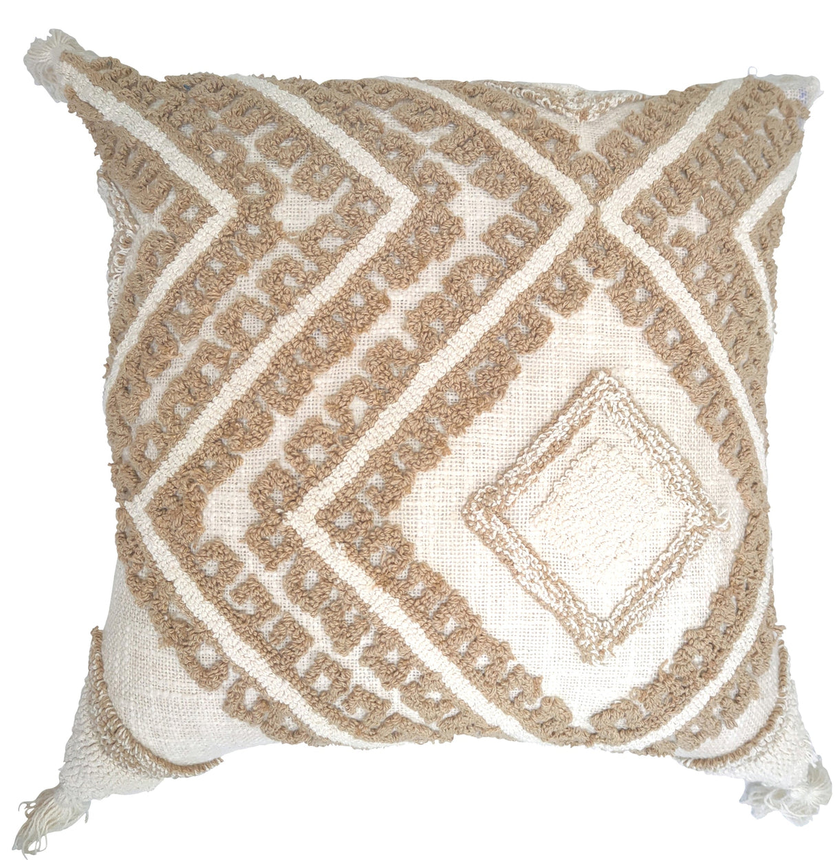 Cream and Beige Tufted Diamond Cushion — 45 x 45cm — Allure Home Collections